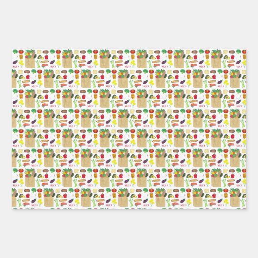 グリーンマーケットスーパー農家マーケットグロセリー ラッピングペーパーシート (正面)