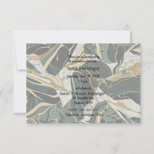 グリーンマーブルの息子お祝い卒業 招待状 (裏面)