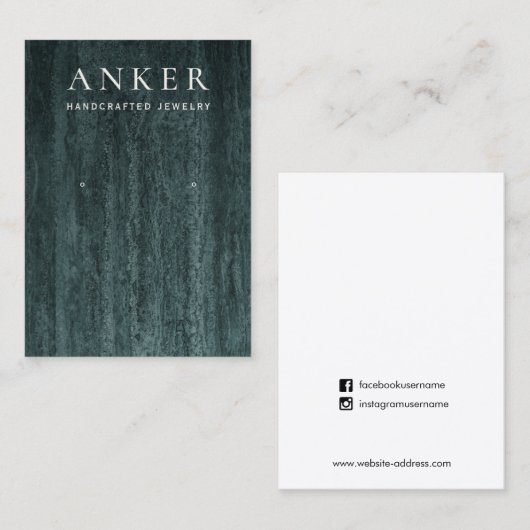 グリーンマーブルイヤリングジュエリー表示 名刺 (正面/裏面)