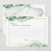 グリーンマーブルオンブレゴールドフレーム ウェディングウィズダムカード 案内状 (正面/裏面)