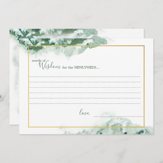 グリーンマーブルオンブレゴールドフレーム ウェディング ウィズダム カード (正面/裏面)
