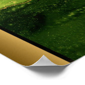 グリーンマーブルストーン/ブラック金ゴールドアート ポスター (角)