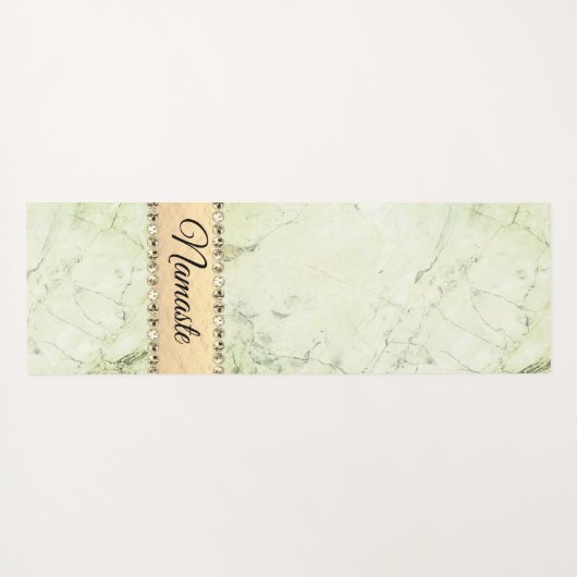 グリーンマーブルダイヤモンドきらきら光るナマステ ヨガマット (裏面(横))