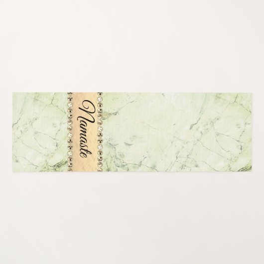 グリーンマーブルダイヤモンドきらきら光るナマステ ヨガマット (正面(横))