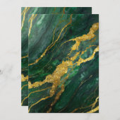 グリーンマーブルパターンゴールド 招待状 (正面/裏面)