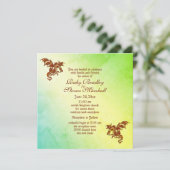 グリーンマーブルフレーミングドラゴン結婚ファンタジー 招待状 (スタンド正面)