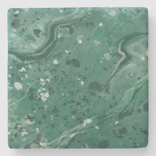 グリーンマーブルプリントコースターギフト ストーンコースター (正面)