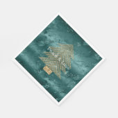 グリーンマーブル金ゴールドグリッタークリスマスツリー スタンダードランチョンナプキン (角)