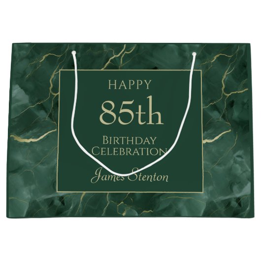 グリーンマーブル85歳の誕生日 ラージペーパーバッグ (正面)