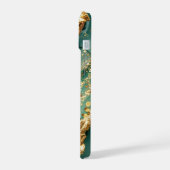 グリーンマーブル シック ゴールド グリッター モノグラム iPhone 15ケース (左側面)