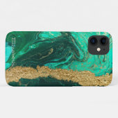 グリーンマーブル 石のテクスチャー ゴールドラメ Case-Mate iPhoneケース (裏面(横))