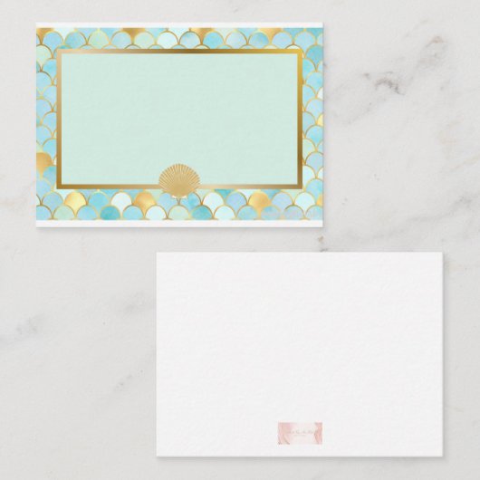 グリーンマーメイドパーティーをテーマにした座席表 プレイスカード (正面/裏面)