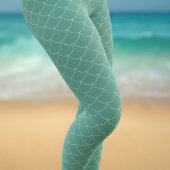 グリーンマーメイドフィッシュスケールパターンレギンス レギンス