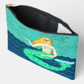 グリーンマーメイド絵を描抽象芸術 アクセサリーポーチ (見開き)