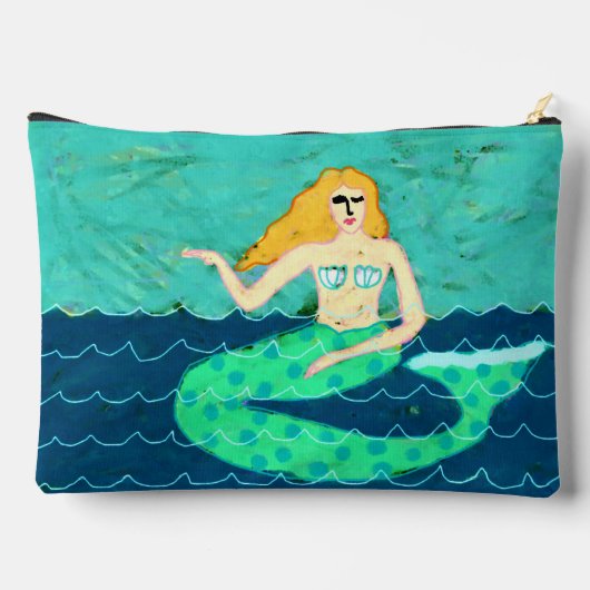 グリーンマーメイド絵を描抽象芸術 アクセサリーポーチ (裏面)
