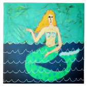 グリーンマーメイド絵を描抽象芸術 タイル (正面)