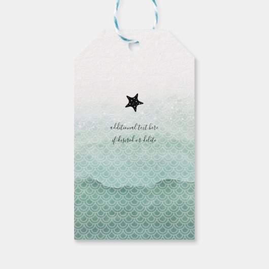 グリーンマーメイド誕生日パーティギフトラベル ギフトタグ (裏面)
