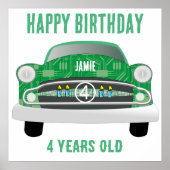 グリーンミアンレトロカーボーイ誕生日ポスター ポスター (正面)