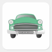 グリーンミアンレトロカーボーイ誕生日 スクエアシール (正面)