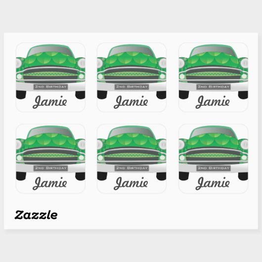 グリーンミアンレトロカーボーイ誕生日 スクエアシール (シート)