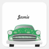 グリーンミアンレトロカーボーイ誕生日 スクエアシール (正面)