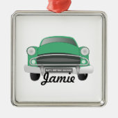 グリーンミアンレトロカーボーイ誕生日 メタルオーナメント (正面)