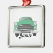 グリーンミアンレトロカーボーイ誕生日 メタルオーナメント (左)