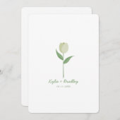 グリーンミストミニマリストチューリップ 招待状 (正面/裏面)