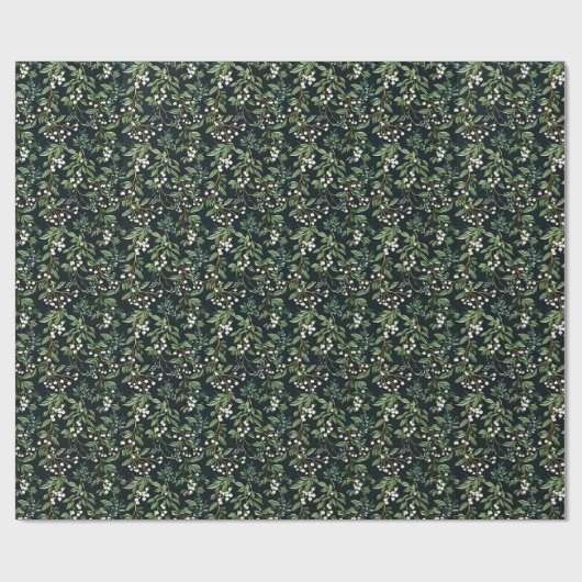 グリーンミストレトーパターンクリスマスヴィンテージデザイン ラッピングペーパー (フラット)