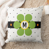 グリーンミッドセンチュリーモダンフラワーパワー クッション (ブランケット)