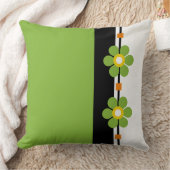 グリーンミッドセンチュリーモダンフラワーパワー クッション (ブランケット)