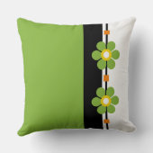 グリーンミッドセンチュリーモダンフラワーパワー クッション (裏面)