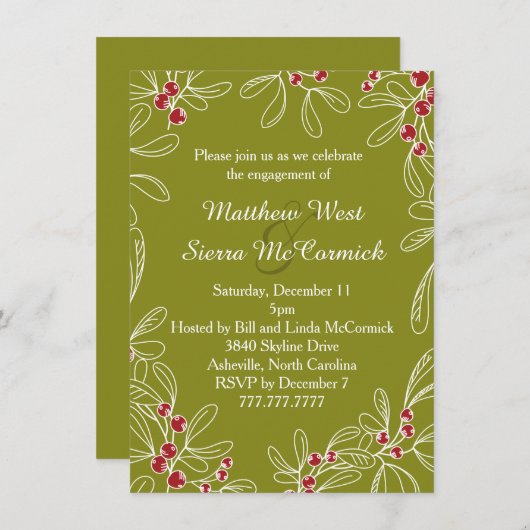 グリーンミドレットホリデー婚約パーティ 招待状 (正面/裏面)