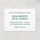 グリーンミニマスペインのリストテンプルシーリング招待状 エンクロージャーカード (正面)