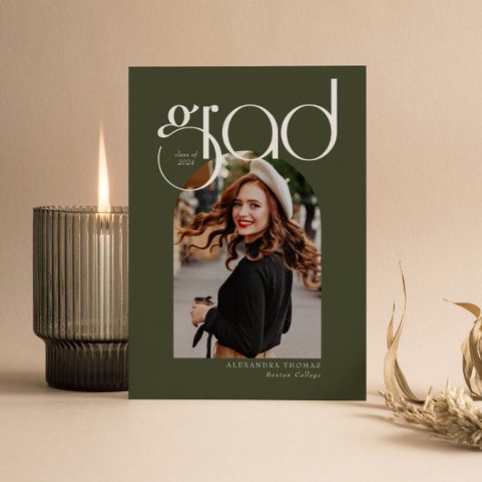 グリーンミニマモダンリスト5 Arch写真卒業 招待状