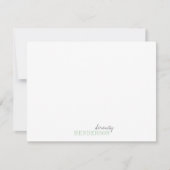 グリーンミニマリストのパーソナライズされた文房具 ノートカード (正面)