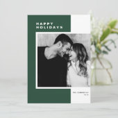 グリーンミニマリストカラーブロックハッピーホリデーズフォト シーズンカード (スタンド正面)