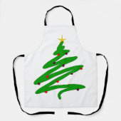 グリーンミニマリストクリスマスツリードードル エプロン (正面)