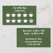 グリーンミニマリストコーヒーカップコーヒー ロイヤリティカード (正面/裏面)