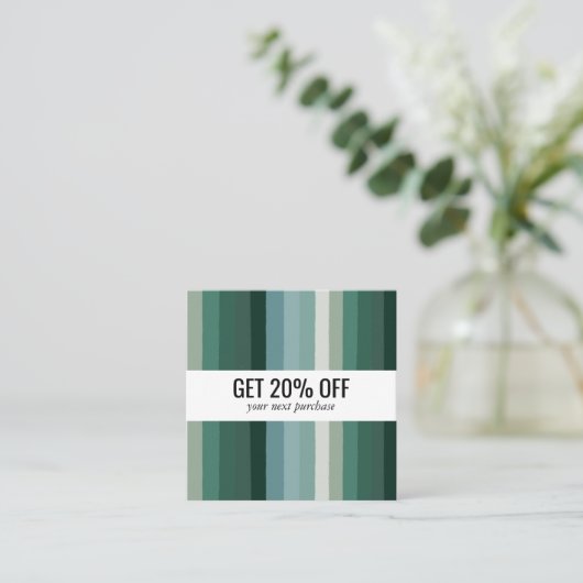 グリーンミニマリストストライプズハンドメイド 割引カード (スタンド正面)