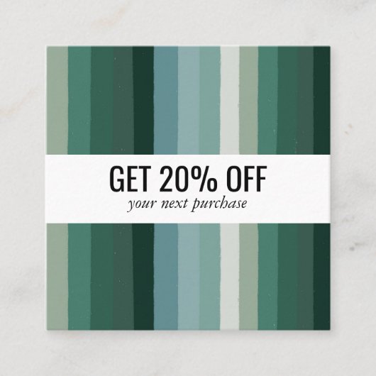 グリーンミニマリストストライプズハンドメイド 割引カード (正面)