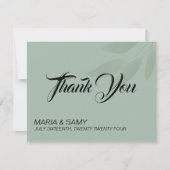 グリーンミニマリストボヘミアン感謝結婚します サンキューカード (正面)