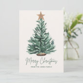 グリーンミニマリストヴィンテージクリスマスツリー シーズンカード (スタンド正面)