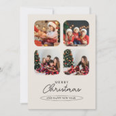 グリーンミニマリスト写真コラージメリークリスマス シーズンカード (正面)