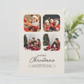 グリーンミニマリスト写真コラージメリークリスマス シーズンカード (スタンド正面)