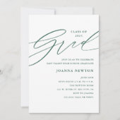 グリーンミニマリスト卒業パーティー招待状 招待状 (正面)