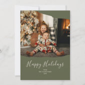 グリーンミニマリスト2写真ハッピーホリデーズクリスマス シーズンカード (正面)