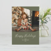 グリーンミニマリスト2写真ハッピーホリデーズクリスマス シーズンカード (スタンド正面)