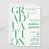 グリーンミニマリスト'24卒業パーテパーソナライズされたィ 招待状 (正面)