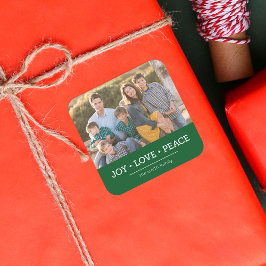 グリーンミニマリストJoy Love Peace Holiday写真 スクエアシール